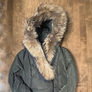 Mackage Kay army green fur lined jacket size LARGE